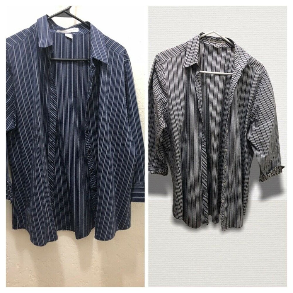 Lot of two PORT AUTHORITY PIN STRIPE Ladies OXFORD